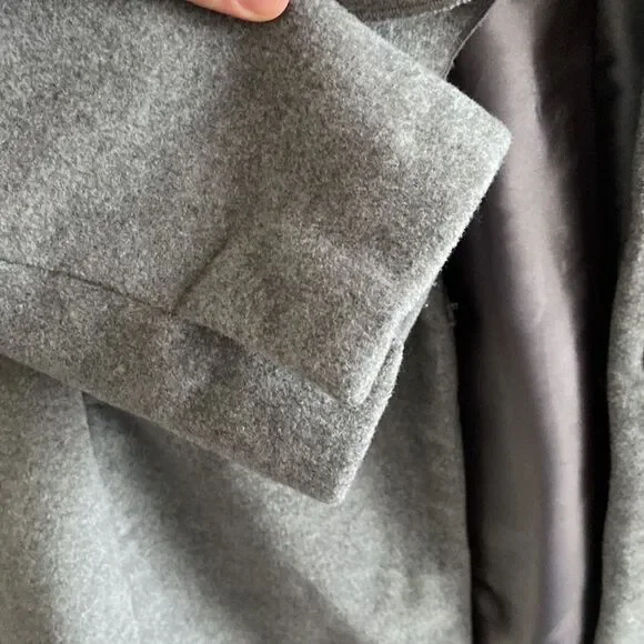 T Tahari Plus Size Kate Fall Winter Wool Cashmere Grey Coat with ruffles - Picture 11 of 12